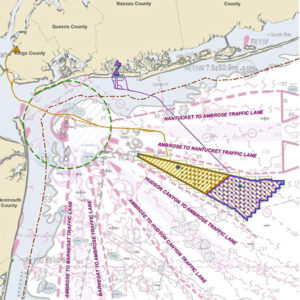 The Empire Wind lease area and cable routes are mapped off the coast of New York. A judge has lifted a stop-work order on Empire Wind 1. The Empire Wind lease area and cable routes are mapped off the coast of New York. A judge has lifted a stop-work order on Empire Wind 1.