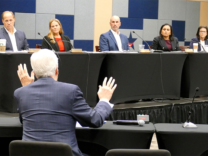 Lt. Gov. Dan Patrick addresses the PUC's commissioners. 