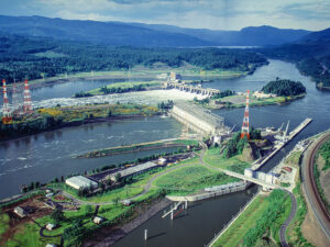 Aerial view of the Bonneville Dam Aerial view of the Bonneville Dam