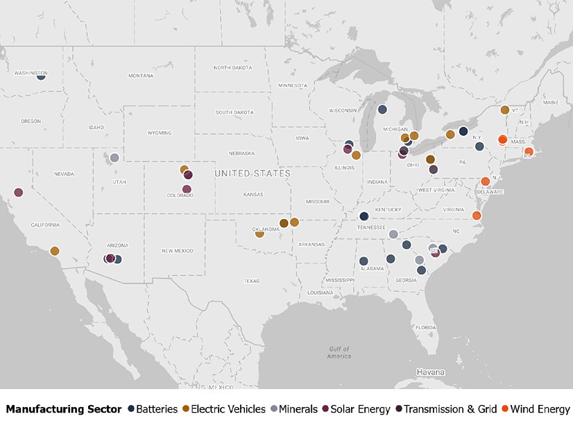 Announced cancellations of 50 clean energy and technology manufacturing facilities in the first half of 2025 span 21 states.