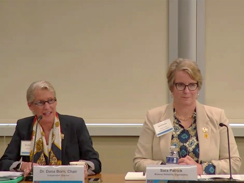 MRO Board Chair Dana Born, left, and CEO Sara Patrick at the RE's quarterly Board of Directors meeting.