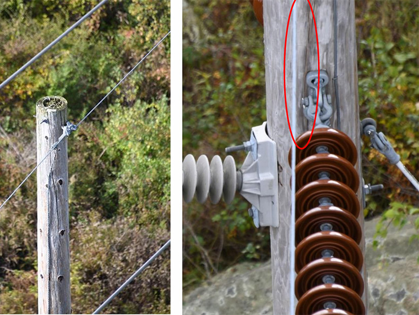 Deteriorating wood structures on a 115 kV line in Rhode Island