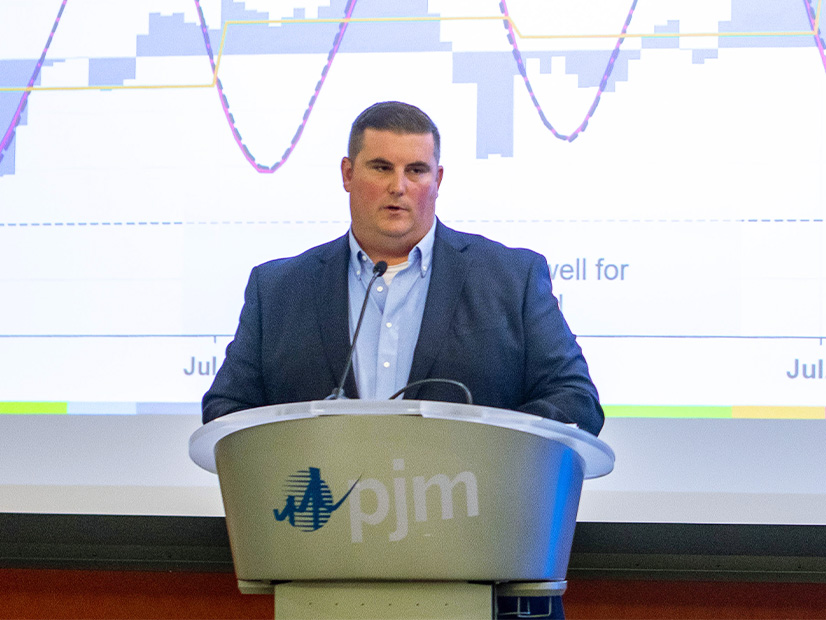 PJM's Kevin Hatch presents information on the RTO's performance during a pair of heat waves during July 2025.