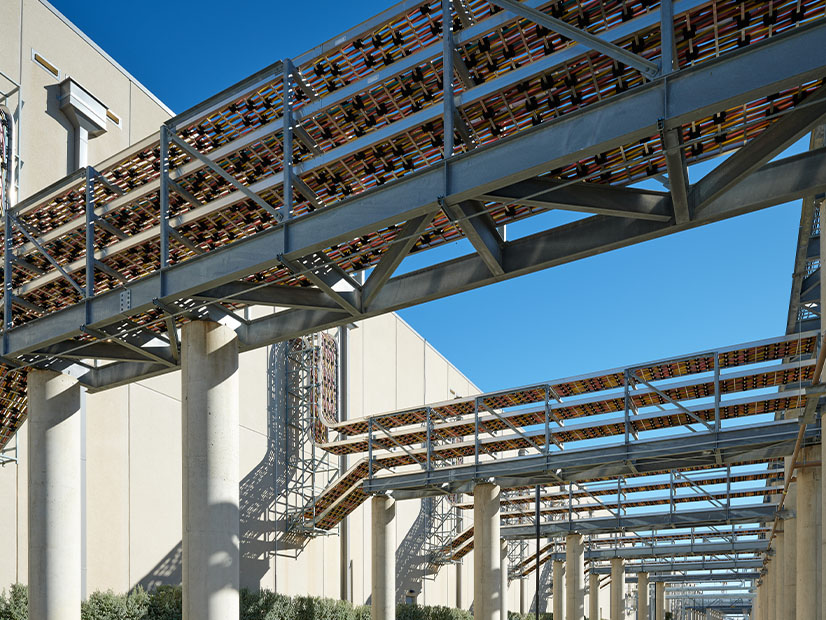 A network of electrical cables feeds power into one of Google’s data centers in Midlothian, Texas.