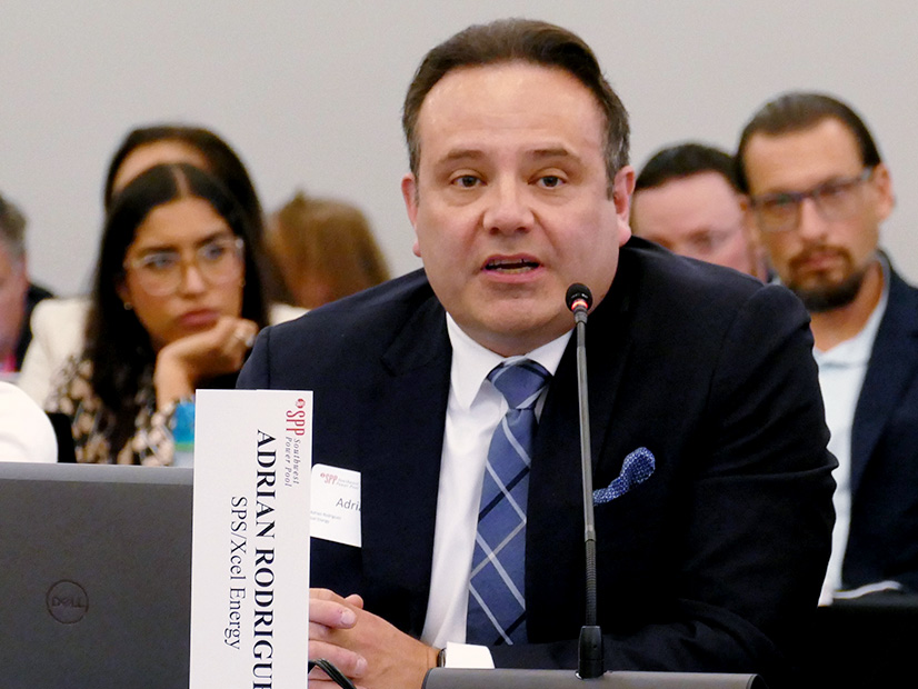 SPS CEO Adrian Rodriguez explains his company's position during SPP's August board meeting.