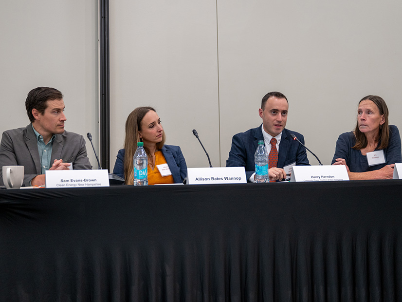 From left: Sam Evans-Brown, Clean Energy New Hampshire; Allison Bates Wannop, DER Task Force; Henry Herndon, Community Power Coalition of New Hampshire; Kris Pastoriza, grassroots activist