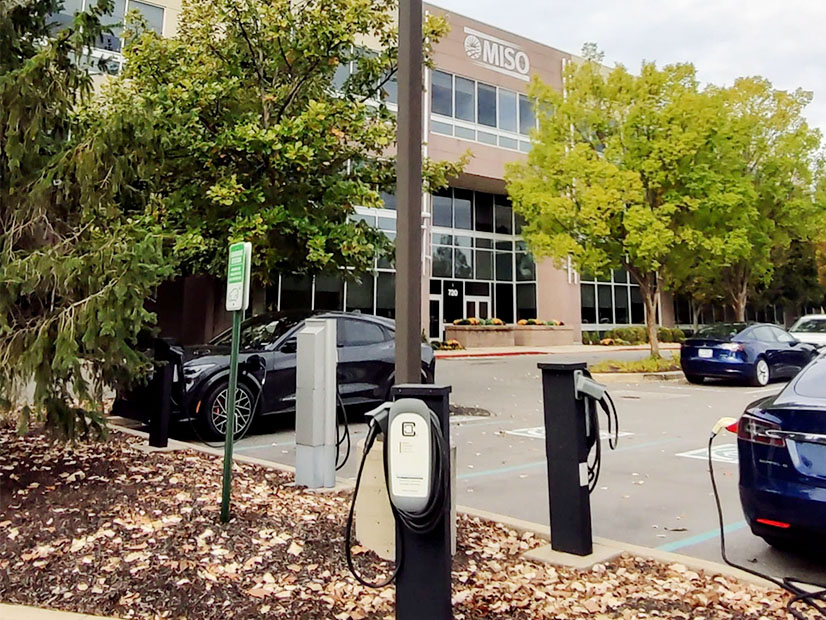 A charging station in front of MISO's Carmel, Ind., headquarters A charging station in front of MISO's Carmel, Ind., headquarters
