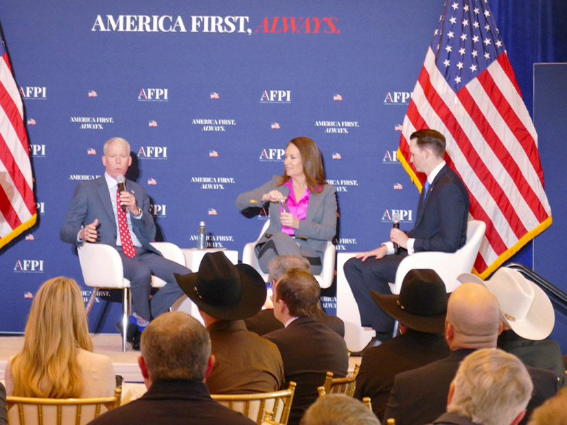 From left: Energy Secretary Chris Wright, Agriculture Secretary Brooke Rollins and AFPI's Oliver McPherson-Smith at the American First Policy Institute's Global Energy Summit on Oct. 22.