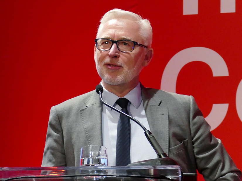 ISO New England CEO Gordon van Welie giving a speech at S&P Global's Nodal Trader Conference in D.C. on Oct. 23.