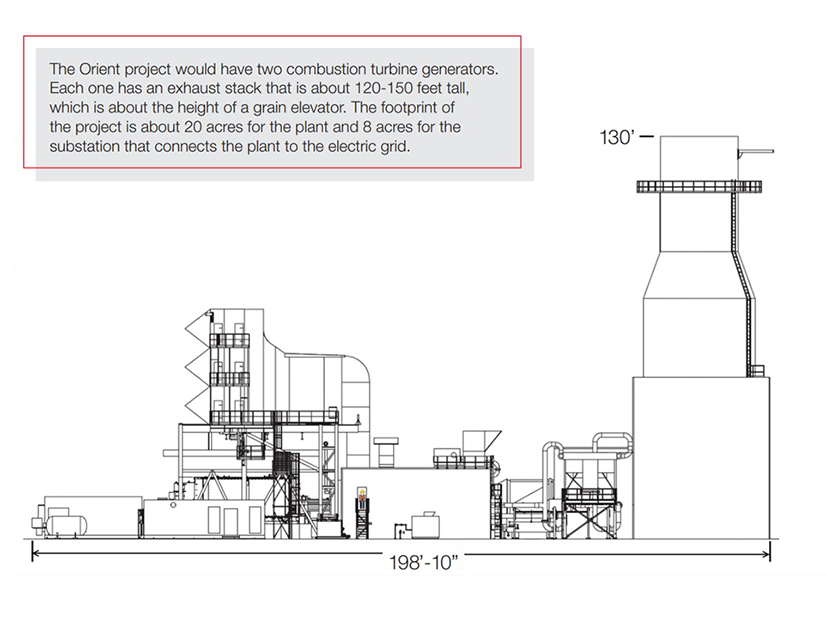 Plans for MidAmerican Energy’s 263-MW Orient Energy Center combustion turbine project, part of MISO's first expedited queue cycle