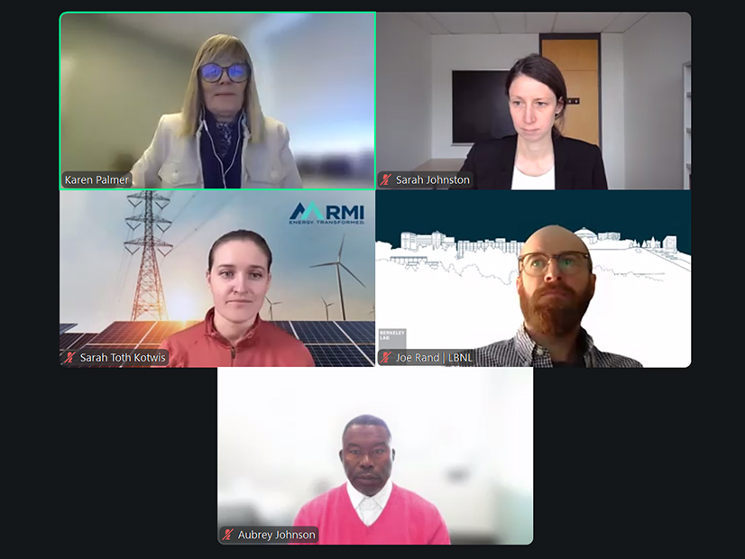 Panel clockwise from top left: Karen Palmer, RFF; Sarah Johnston, University of Calgary; Joe Rand, Lawrence Berkeley National Laboratory; Aubrey Johnson, MISO; Sarah Toth Kotwis, RMI; 