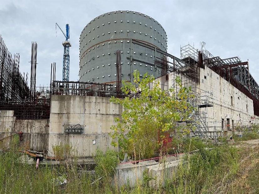 The Unit 2 reactor containment structure is shown at the V.C. Summer Nuclear Station in South Carolina.