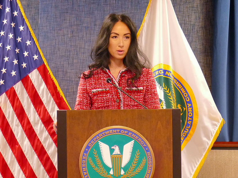 FERC Chair Laura Swett presides over her first post-meeting press conference on Nov. 20.