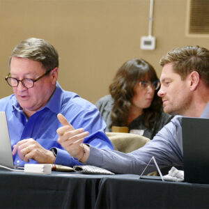 Western Power Trading Forum's Scott Miller (left) and Western Freedom's Andrew Sand confer during the November MPEC meeting. Western Power Trading Forum's Scott Miller (left) and Western Freedom's Andrew Sand confer during the November MPEC meeting.