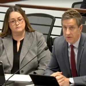 Kerri Carnes, left, and Jeff Allmon of APS address the Arizona Corporation Commission on Dec. 3. Kerri Carnes, left, and Jeff Allmon of APS address the Arizona Corporation Commission on Dec. 3.