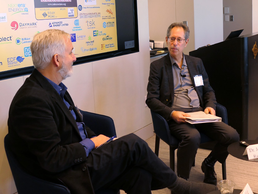 Phil Giudice (left), board chair for FirstLight Power, and Jonathan Raab, president of Raab Associates 