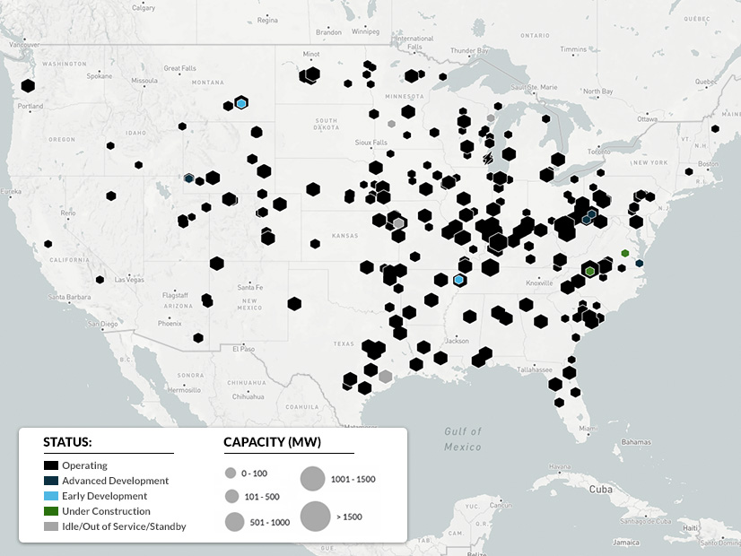 The Yes Energy database shows the U.S. coal-fired power generation fleet. The Yes Energy database shows the U.S. coal-fired power generation fleet.