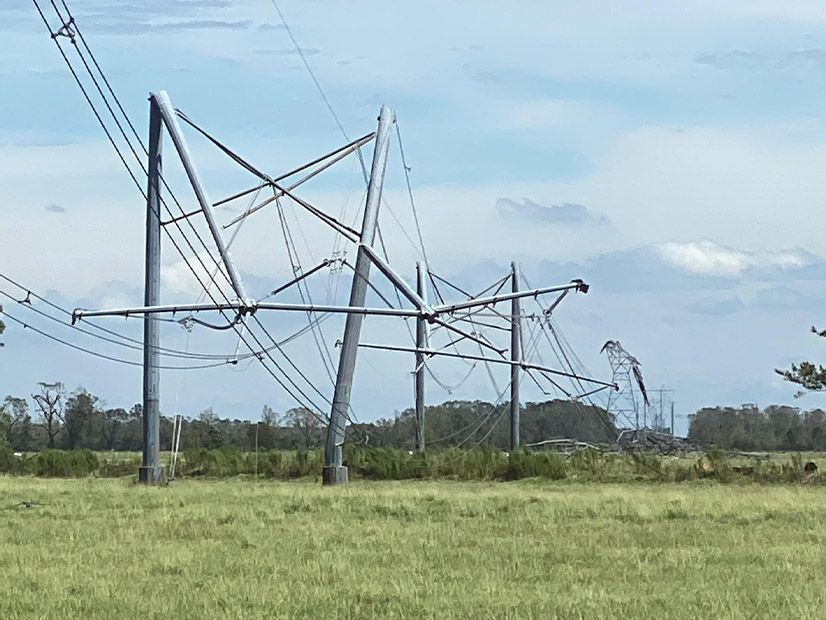 Grid damage in Calcasieu Parish following Hurricane Laura in 2020 Grid damage in Calcasieu Parish following Hurricane Laura in 2020