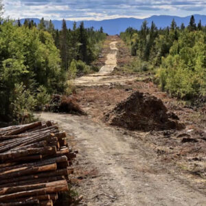 Construction on the NECEC transmission line Construction on the NECEC transmission line