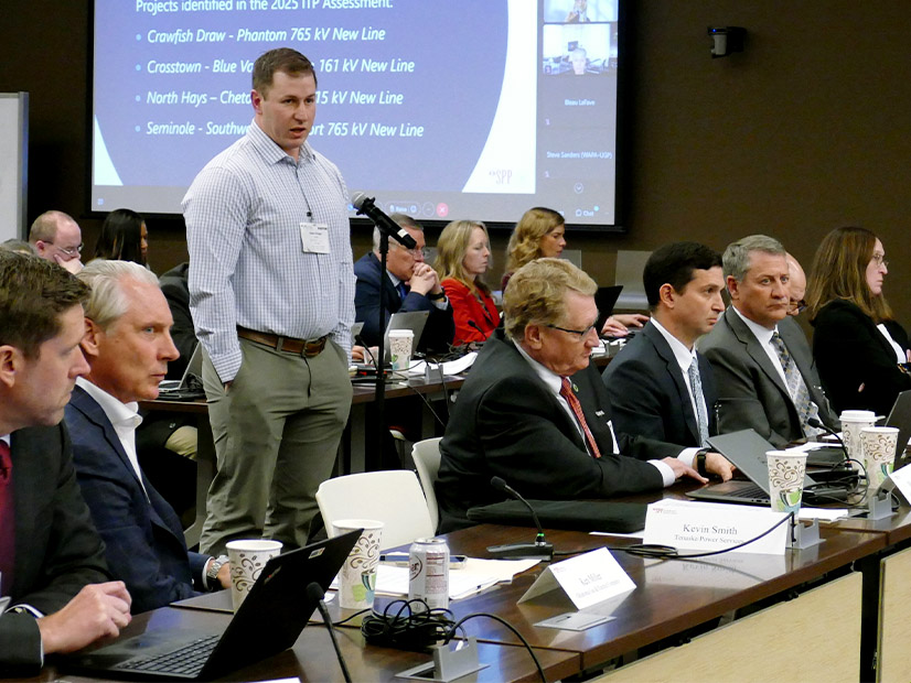 OGE's Adam Snapp explains transmission costs during SPP's February board meeting. OGE's Adam Snapp explains transmission costs during SPP's February board meeting.