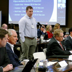 OGE's Adam Snapp explains transmission costs during SPP's February board meeting. OGE's Adam Snapp explains transmission costs during SPP's February board meeting.