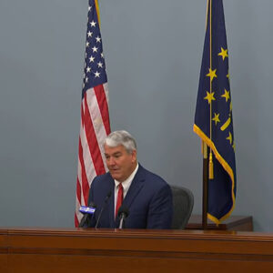 IURC Chair Andy Zay during the Feb. 25 press conference announcing the inquiry IURC Chair Andy Zay during the Feb. 25 press conference announcing the inquiry