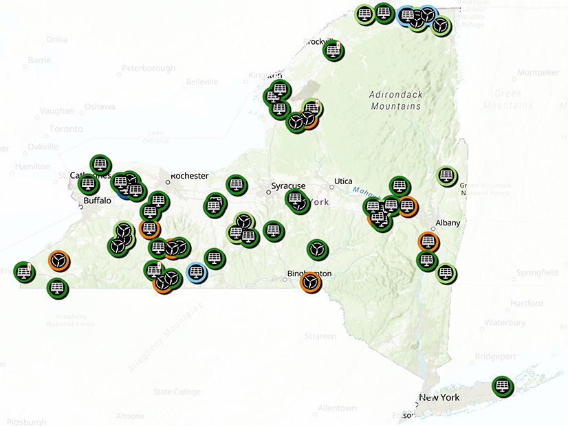 The New York Office of Renewable Energy Siting and Electric Transmission dashboard shows the status and summary of large scale onshore renewable energy projects and proposals. The New York Office of Renewable Energy Siting and Electric Transmission dashboard shows the status and summary of large scale onshore renewable energy projects and proposals.