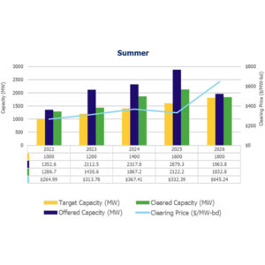 IESO year-over-year capacity auction comparisons for summer. IESO year-over-year capacity auction comparisons for summer.