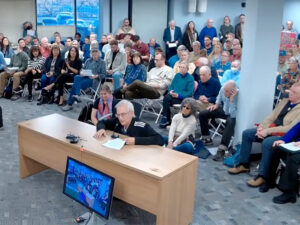 A large crowd turned out for a New Mexico PRC public comment session Feb. 5, with many speakers opposed to Blackstone's proposed purchase of PNM. A large crowd turned out for a New Mexico PRC public comment session Feb. 5, with many speakers opposed to Blackstone's proposed purchase of PNM.