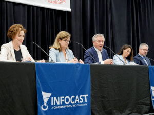 From left: Cyn French, LF Bioenergy; Stephanie Raymond, Central Hudson; Greg Crowley, 95delta; Liz Bowman, The Williams Companies; and Chris Stolicky, New York State Department of Public Service, participate in a panel discussion April 16 at the New York Energy Summit in Albany. From left: Cyn French, LF Bioenergy; Stephanie Raymond, Central Hudson; Greg Crowley, 95delta; Liz Bowman, The Williams Companies; and Chris Stolicky, New York State Department of Public Service, participate in a panel discussion April 16 at the New York Energy Summit in Albany.