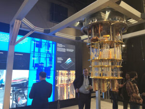A prototype quantum computer developed by IBM, on display in Las Vegas in 2018. A prototype quantum computer developed by IBM, on display in Las Vegas in 2018.